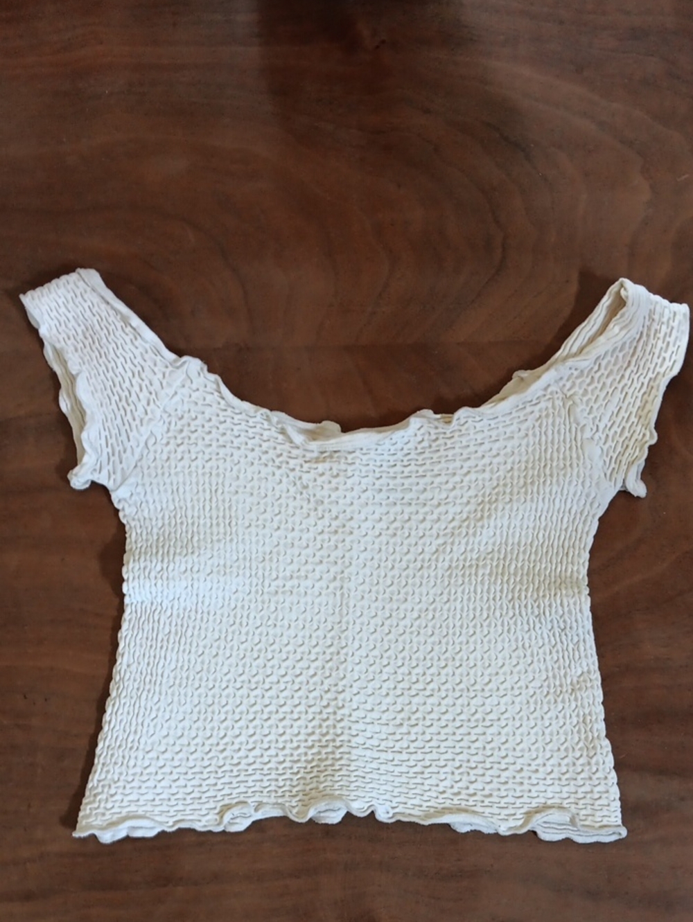 Women's Cream Smocked Off-Shoulder Top
